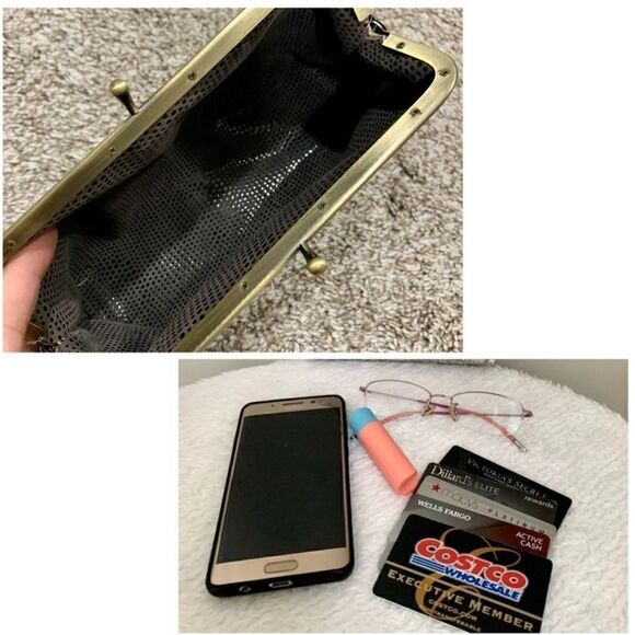 Handmade Cowhide Lemon Print Kisslock Small Clutch/Cosmetic bag/Phone Case - Picture 13 of 13